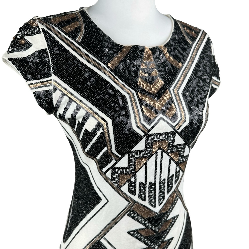 Express Art Deco Sequin Geometric Aztec Tribal Bodycon Cocktail Evening Dress - Picture 5 of 16